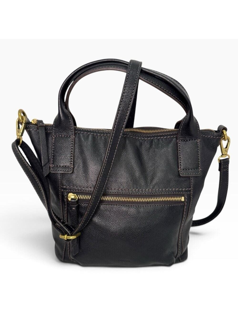 Fossil Audelia Dark Brown Pebble Leather Crossbody Shoulder Satchel Bag SHB2167